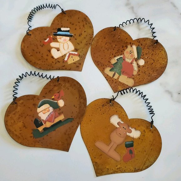 4 pack Adorable Rustic Christmas Ornaments - Picture 1 of 13
